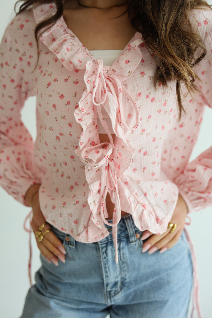 Rosy Ruffle Cardigan