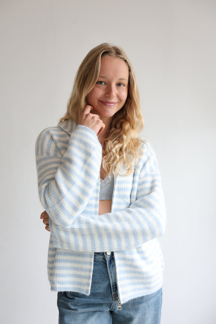 Striped Zip Cardigan