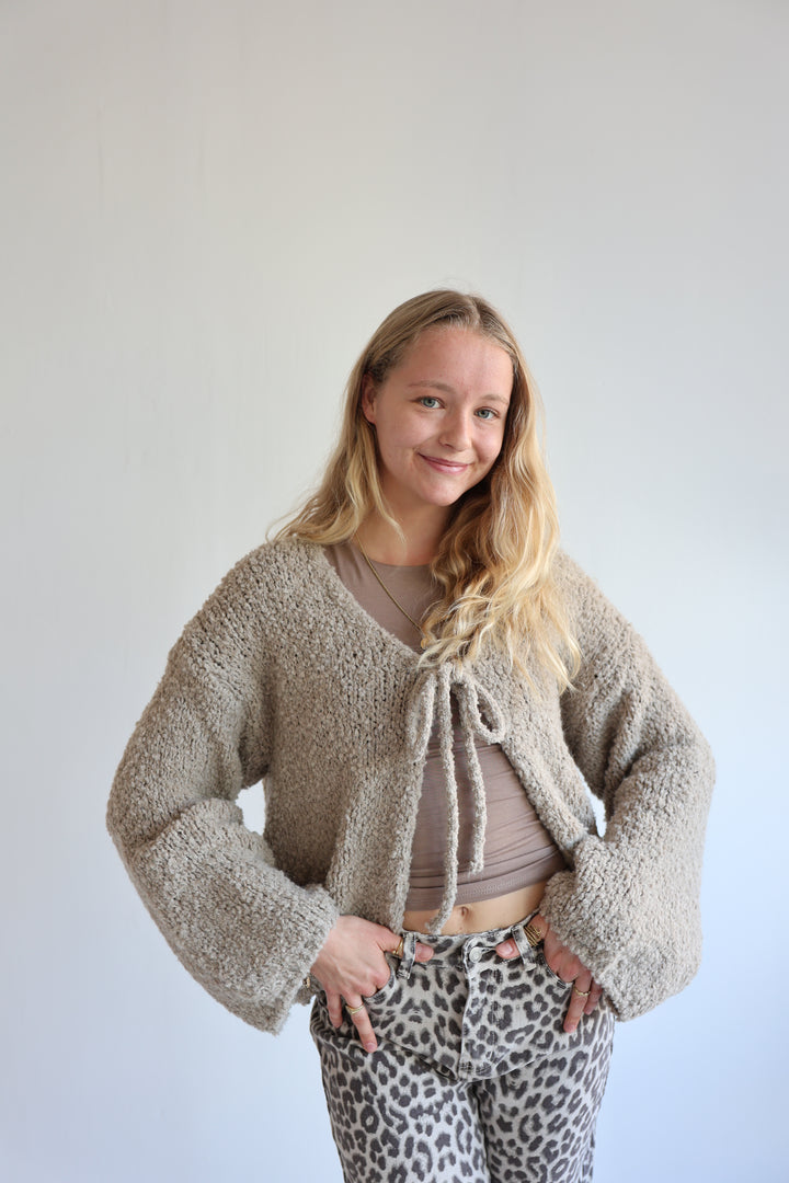 Teddy Knot Cardigan Fluffy Tie