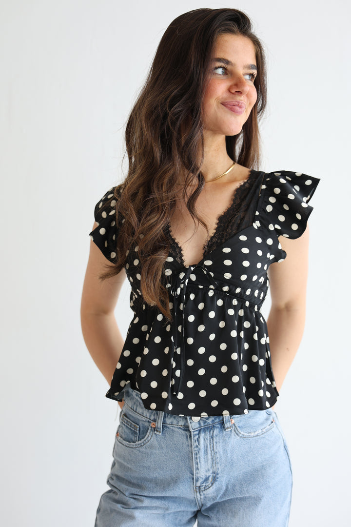 Polka Dot Peplum Top