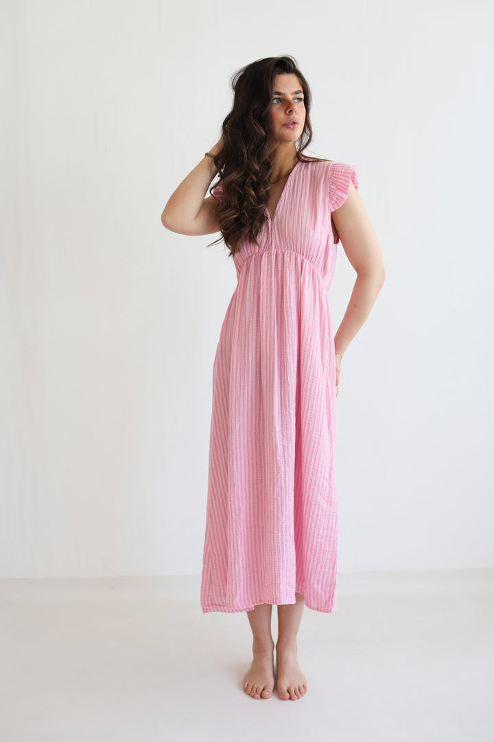 Langes Musselinkleid Summer Striped