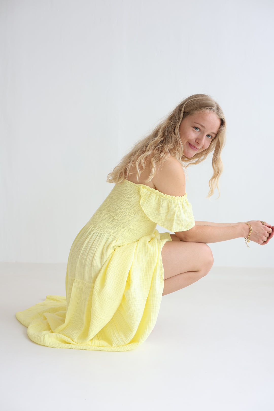 Langes Kleid mit Raffung Livia