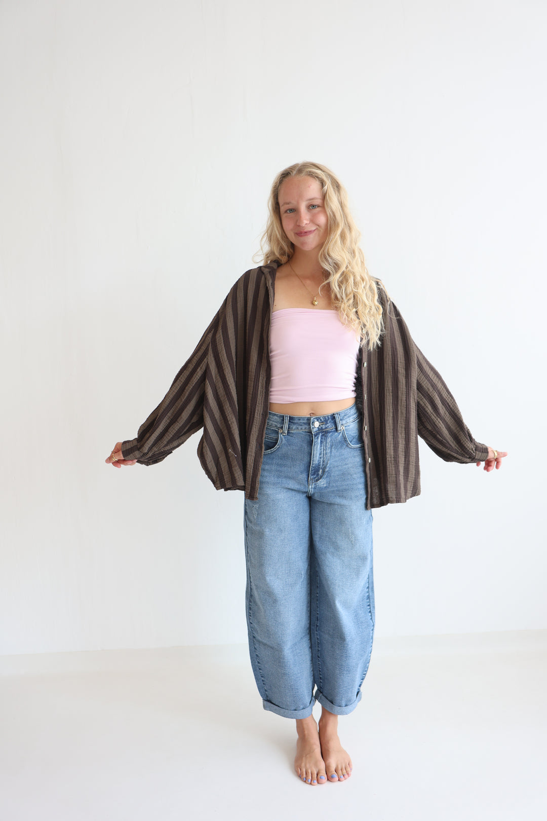 Musselinbluse Blockstripes