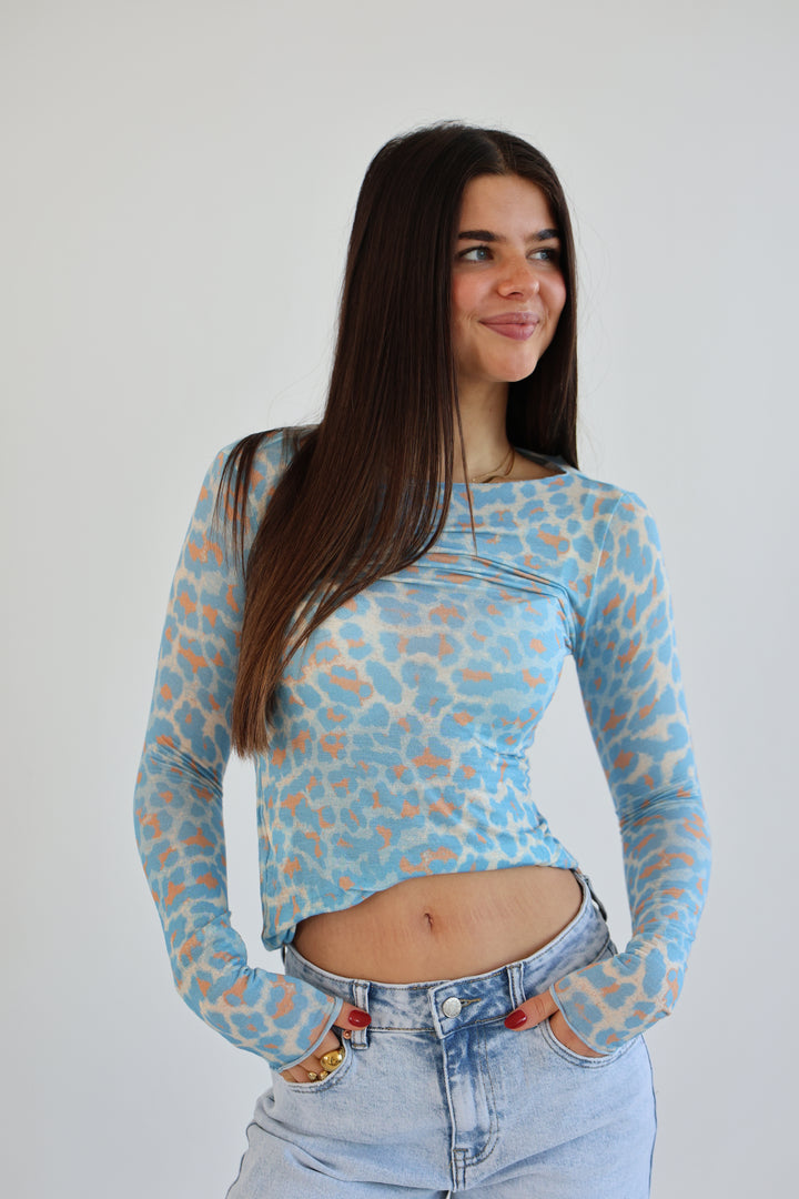 Cashmere Longsleeve mit Leoprint