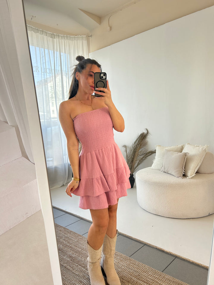 Trägerloses Kleid aus Musselin Moana