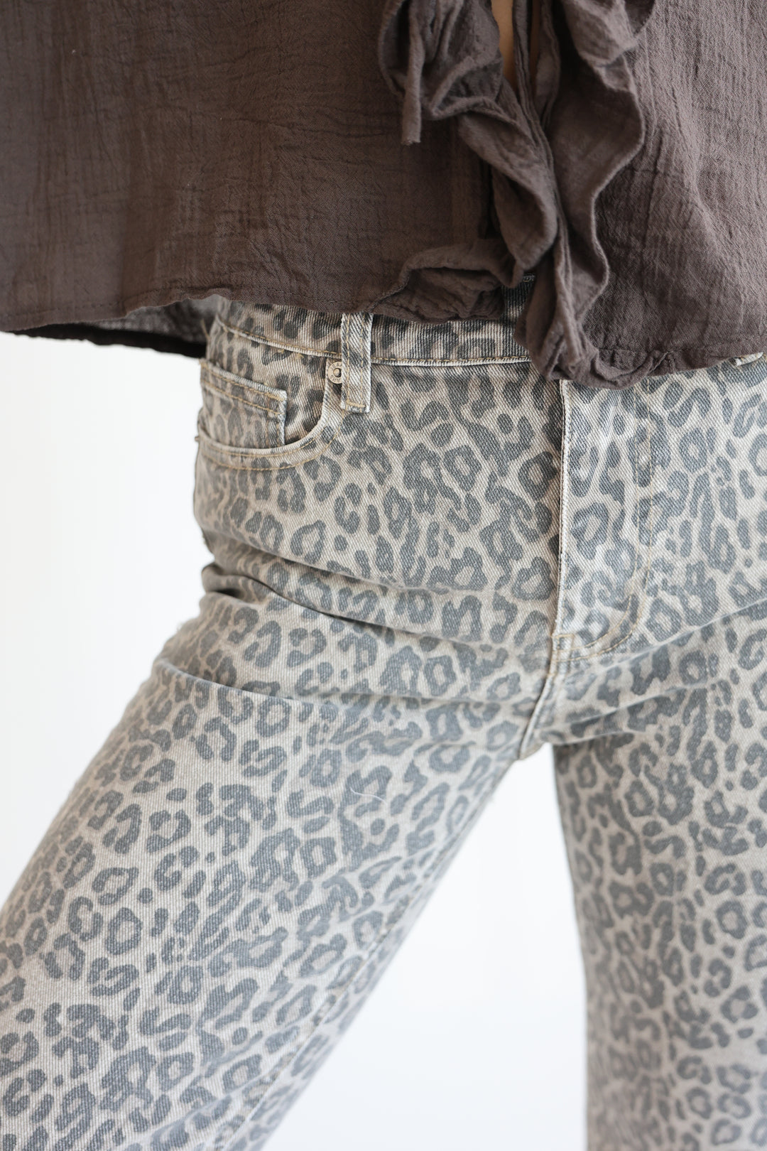 Leopard Denim Mom Jeans