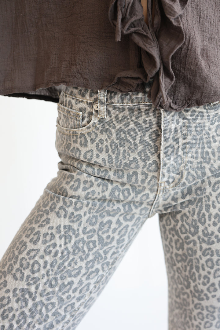Leopard Denim Mom Jeans