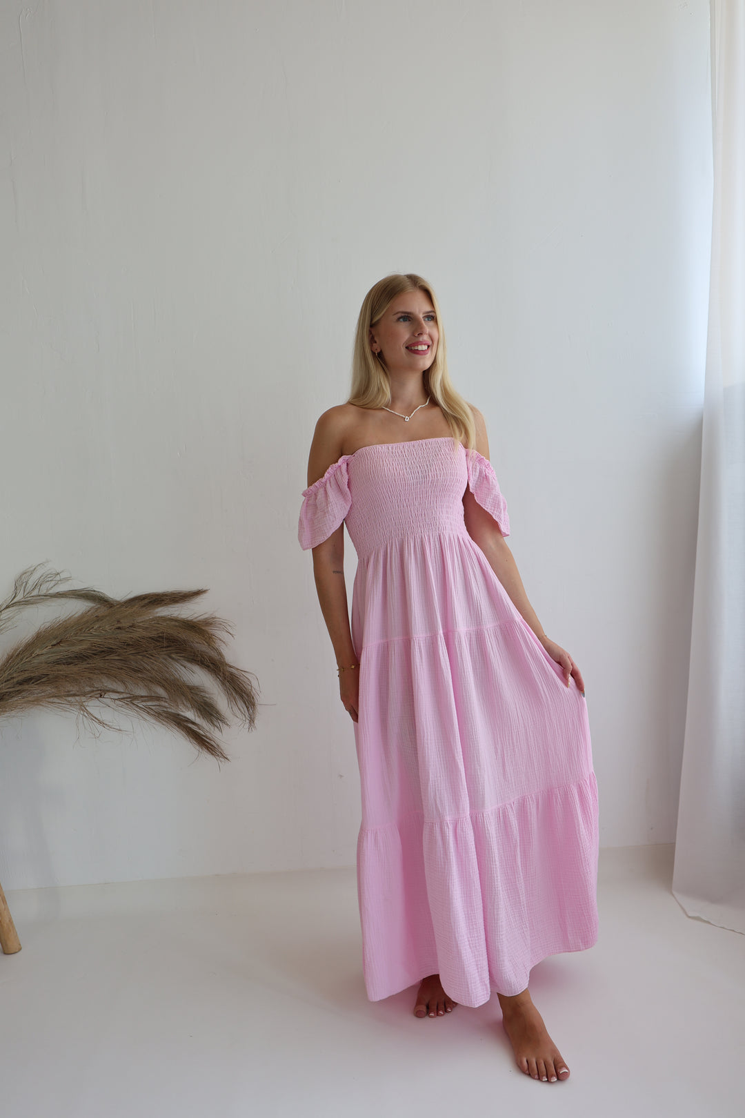 Langes Kleid mit Raffung Livia