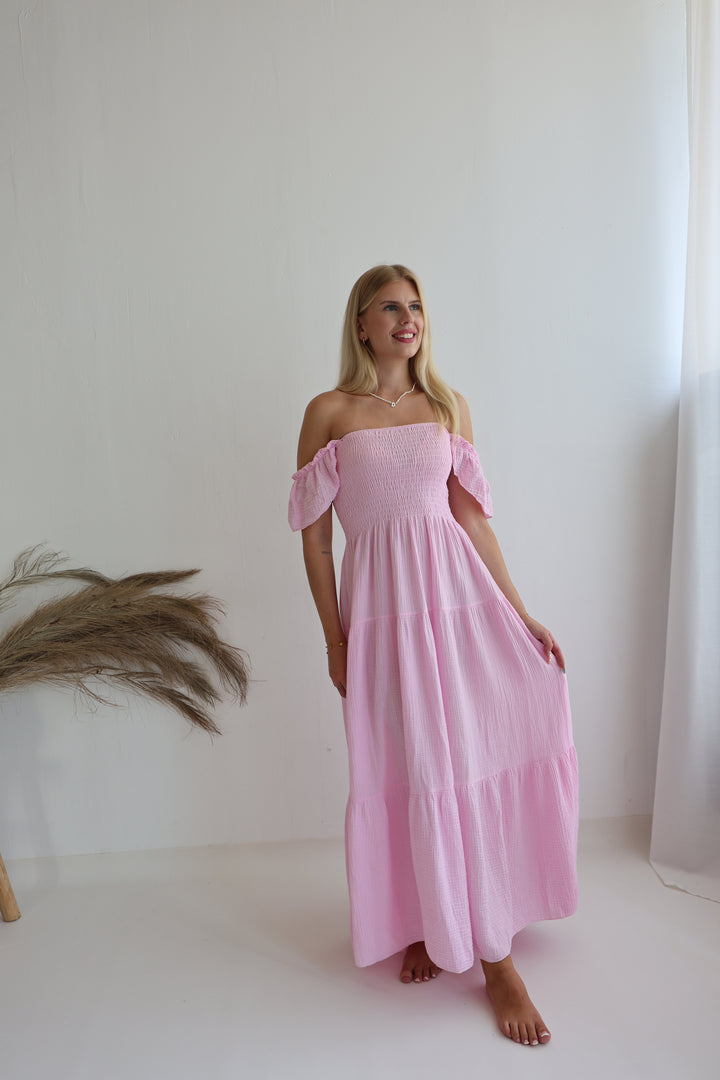 Langes Kleid mit Raffung Livia