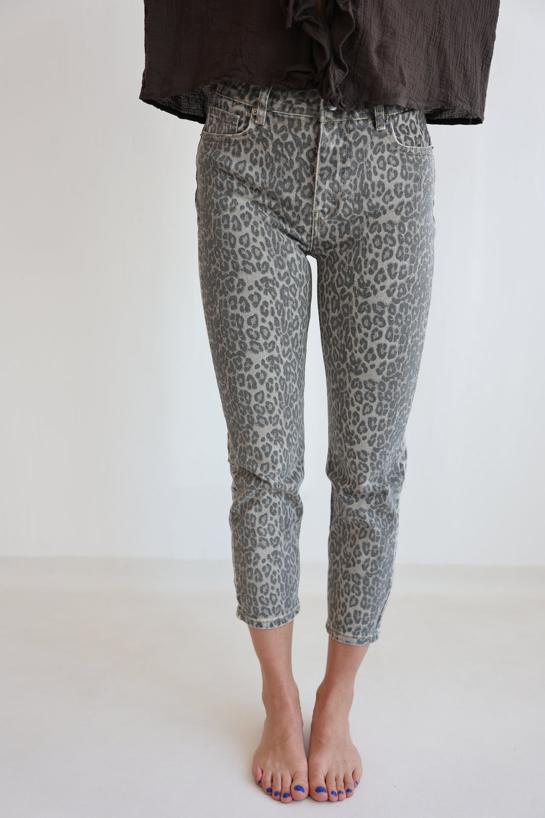 Leopard Denim Mom Jeans