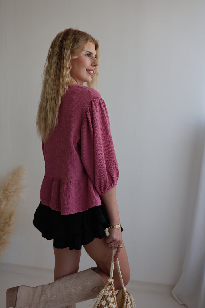 Musselinbluse mit Schleifen Linnea
