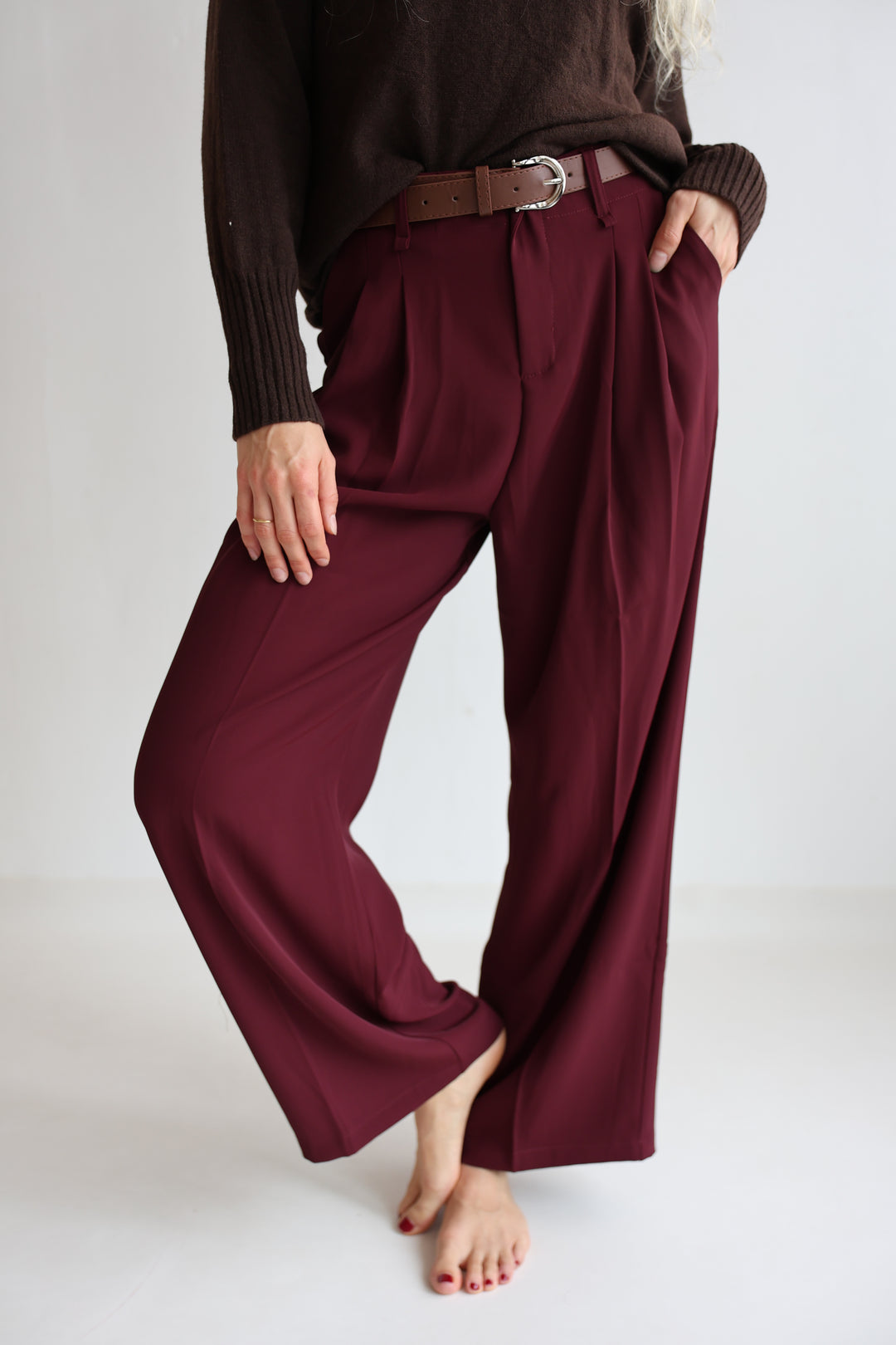 Bundfaltenhose mit Gürtel Anna (23091)