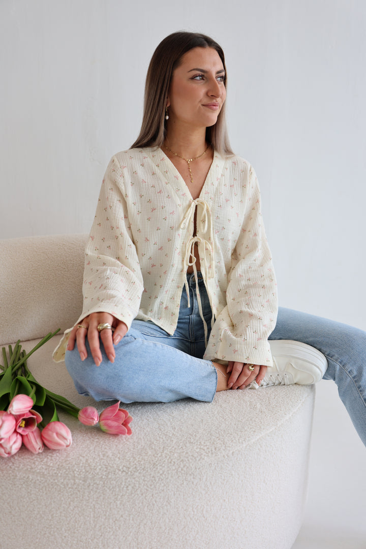 Musselinbluse zum Binden Rosebow