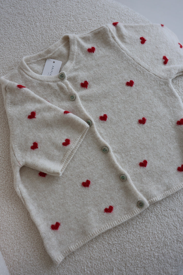 Kurzarm Cardigan Jolina mit Herzprint