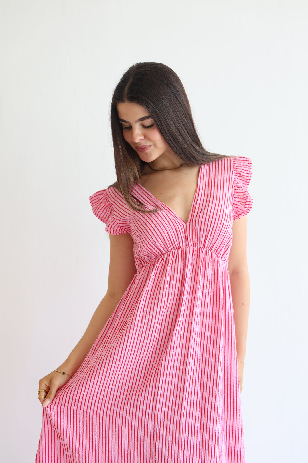 Langes Musselinkleid Casual Stripes