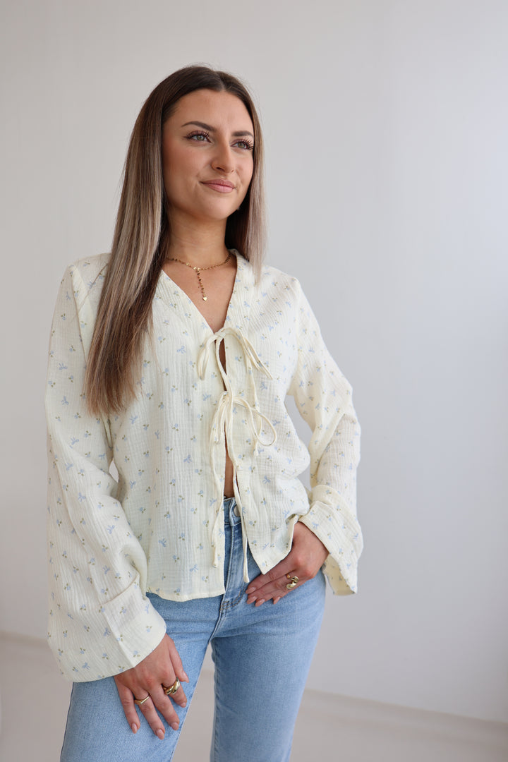 Musselinbluse zum Binden Rosebow