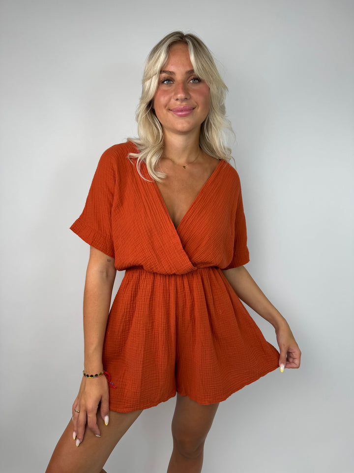 Musselin-Jumpsuit mit V-Ausschnitt Mara
