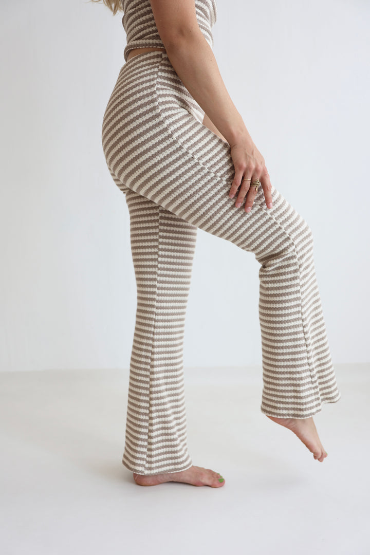 Striped Knit Flared Pants