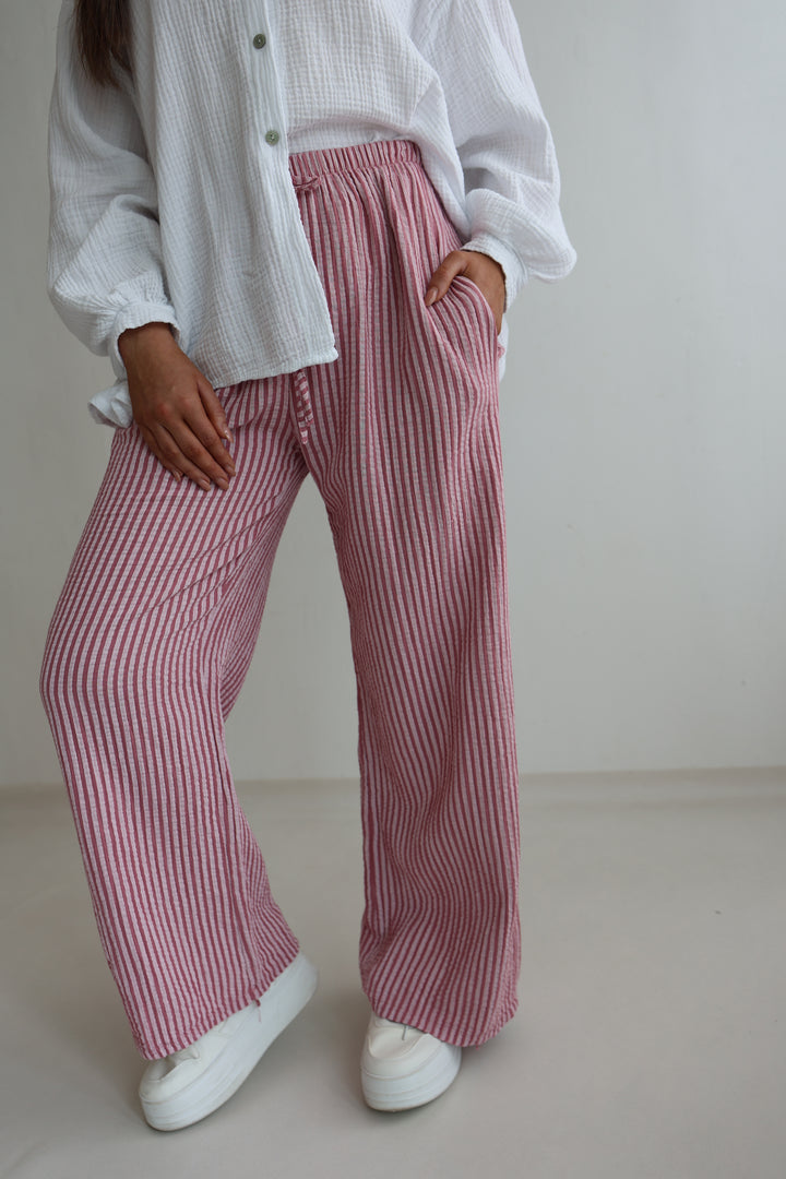 Lange Musselinhose mit Streifen Little Lines