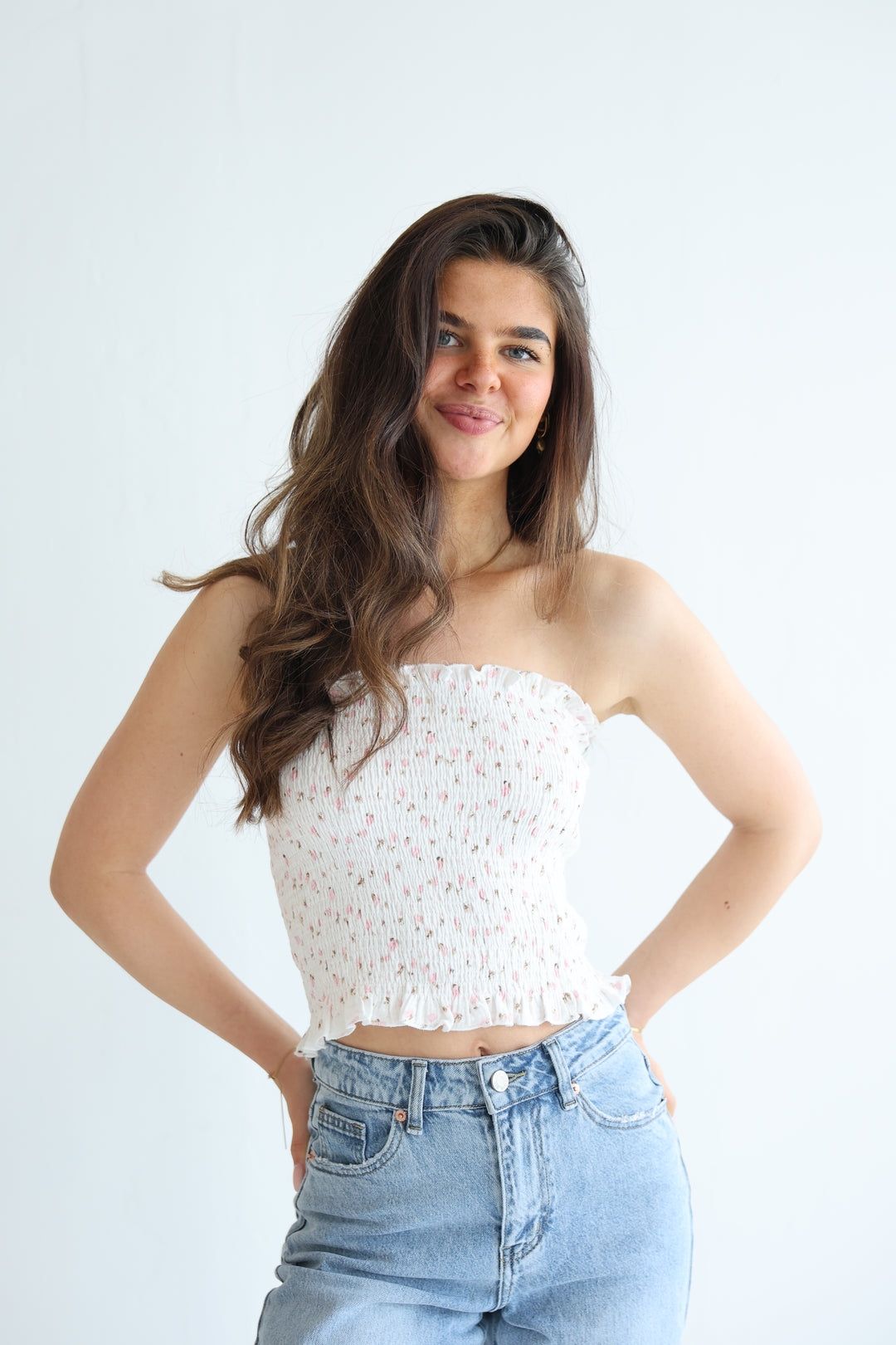 Rosy Ruffle Tube Top