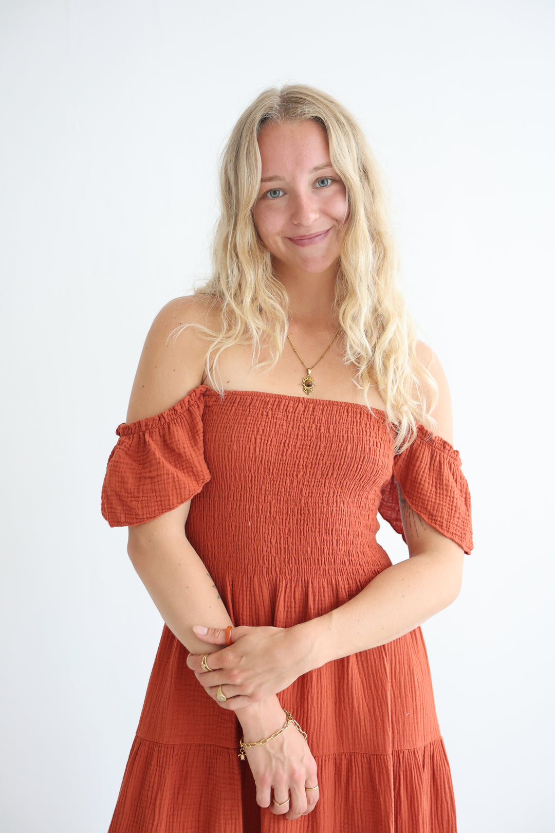 Langes Kleid mit Raffung Livia