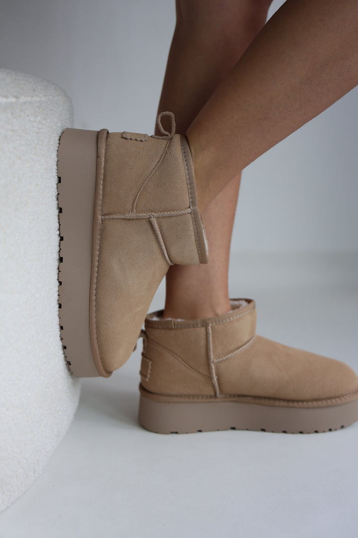 Leather Mini Plateau Boots