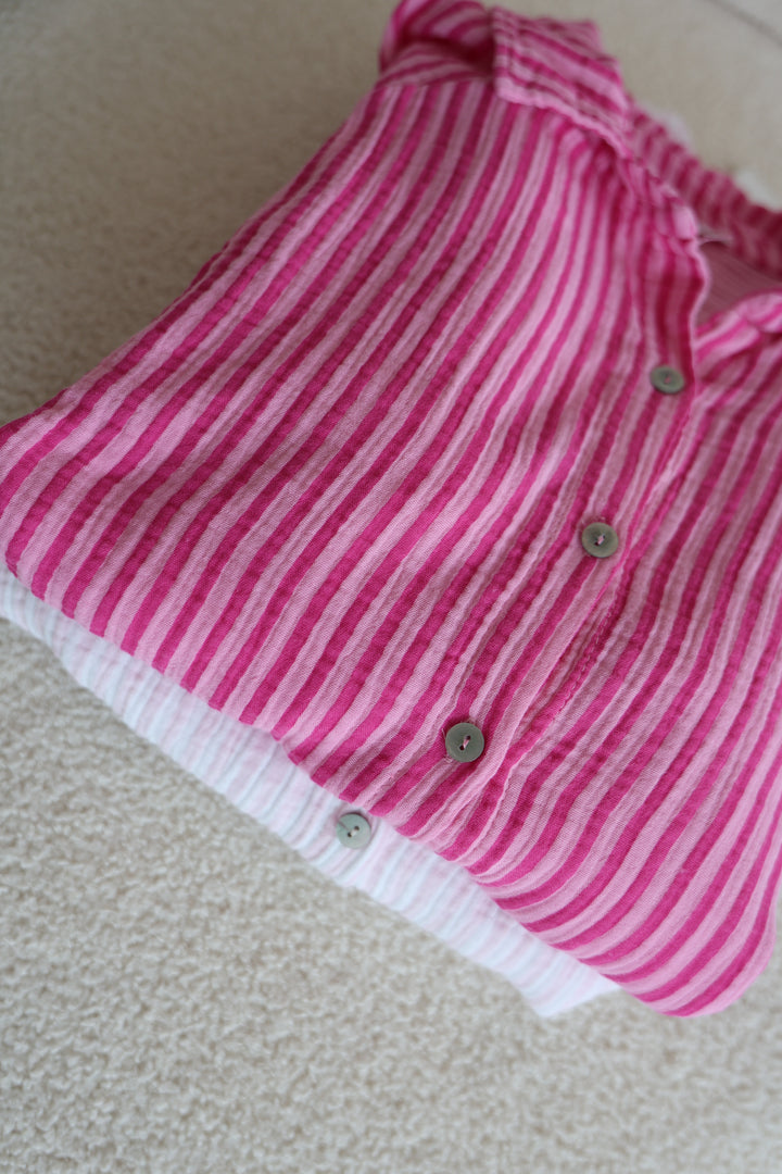 Kurzes Blusenhemd aus Musselin Wide Stripes