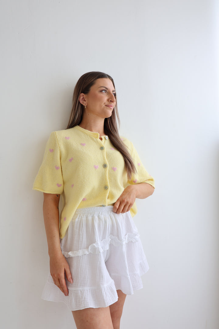 Kurzarm Cardigan Jolina mit Herzprint