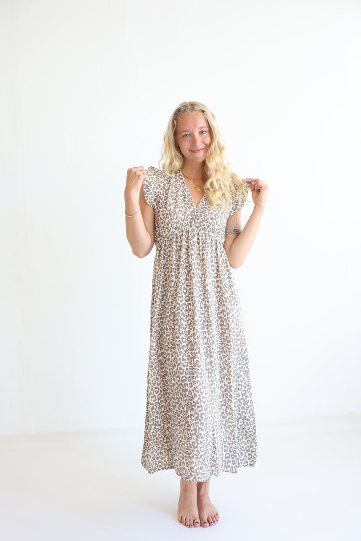 Langes Musselinkleid Timeless Leopard