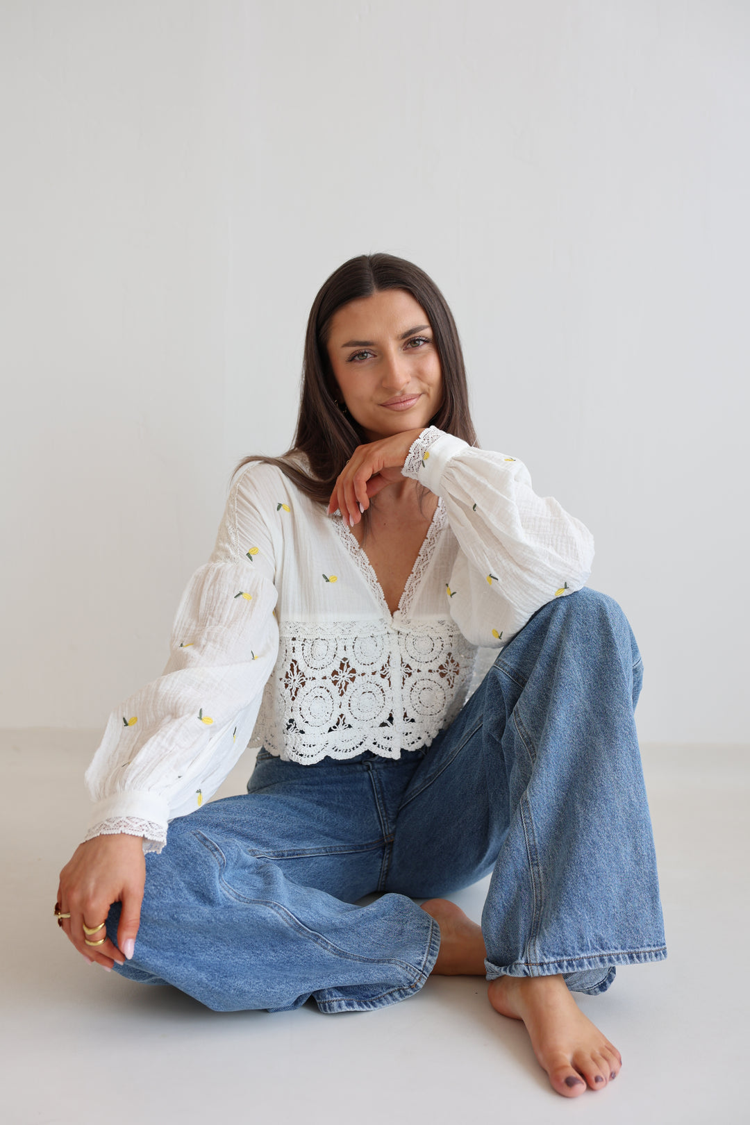 Cropped Bluse aus Musselin Lemons Everywhere