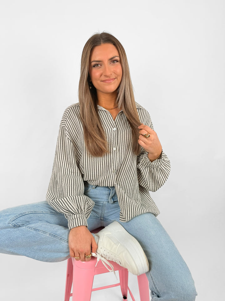 Kurzes Blusenhemd aus Musselin Narrow Stripes