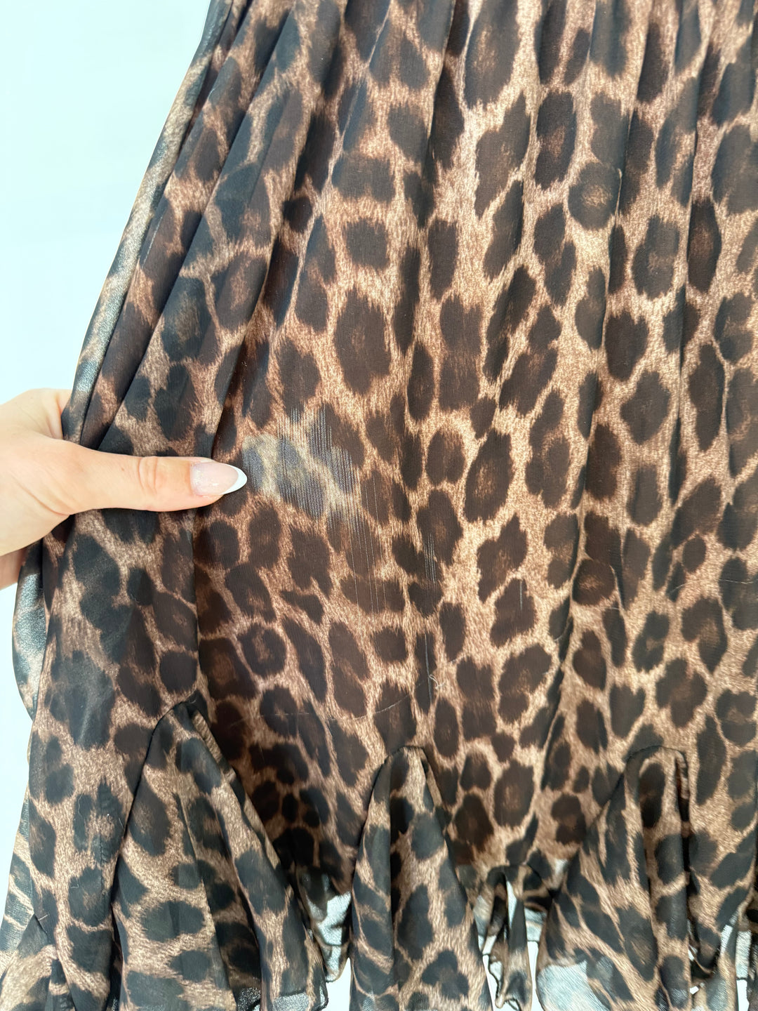 KURZER VOLANTROCK MIT LEOPRINT MONA DUNKELBRAUN (B-WARE)