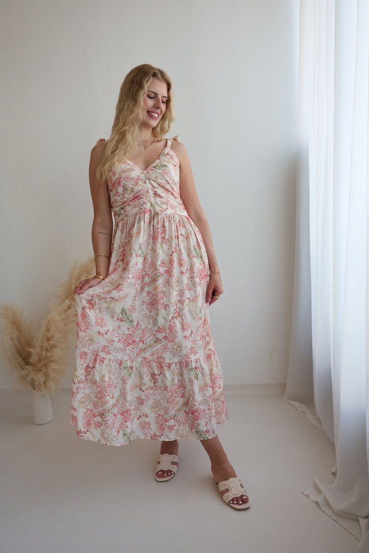 Langes Viskosekleid mit Floralprint Florenz