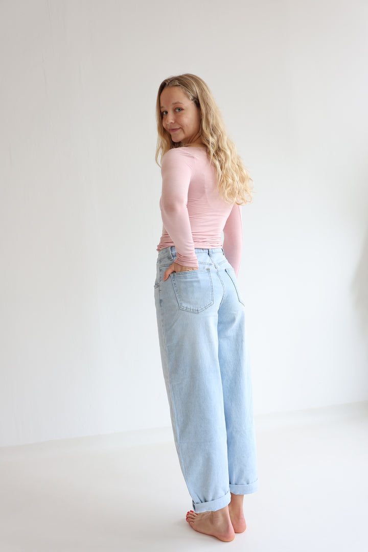 Barrel Fit Denim Blue Jeans