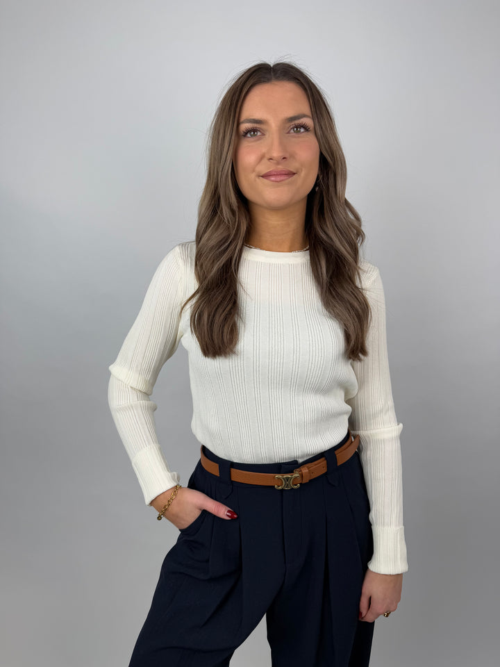 Transparentes Langarmshirt in Strickoptik