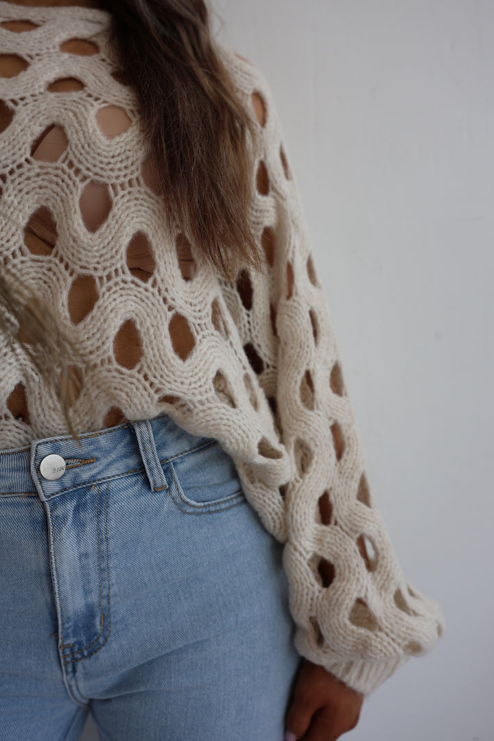 Grober Lochstrickpullover Cassy