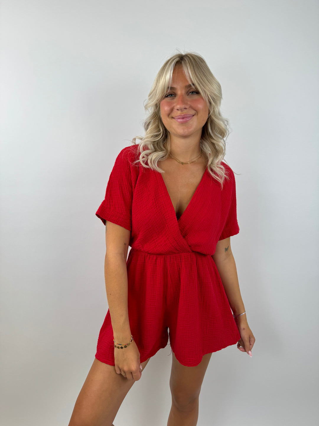 Musselin-Jumpsuit mit V-Ausschnitt Mara