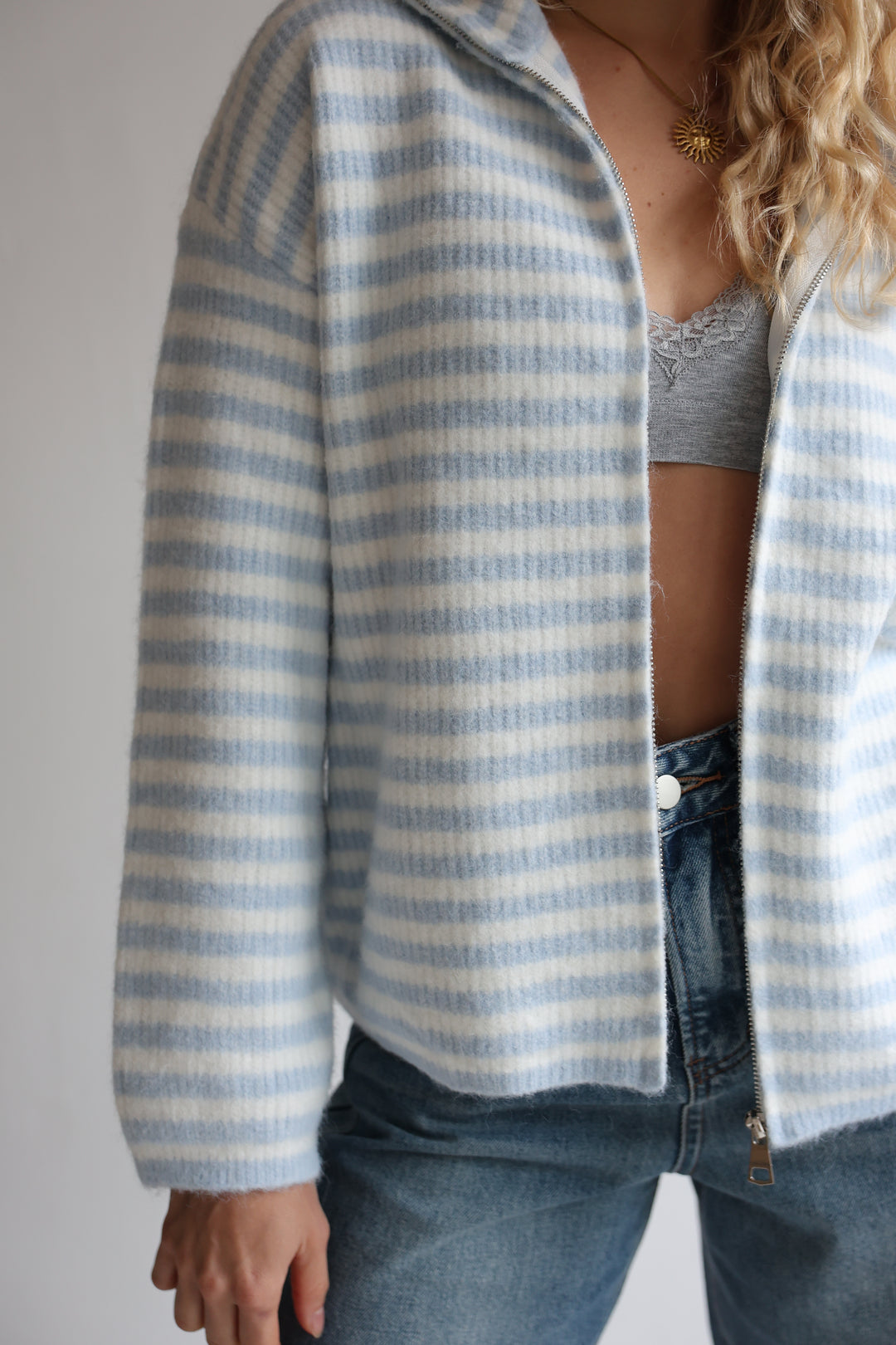Striped Zip Cardigan