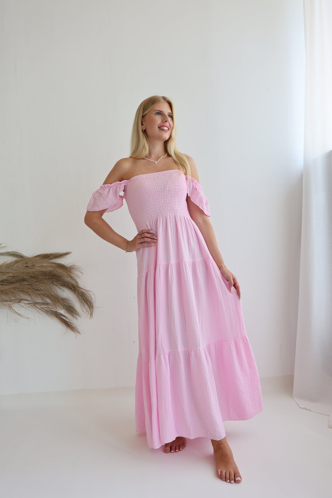 Langes Kleid mit Raffung Livia