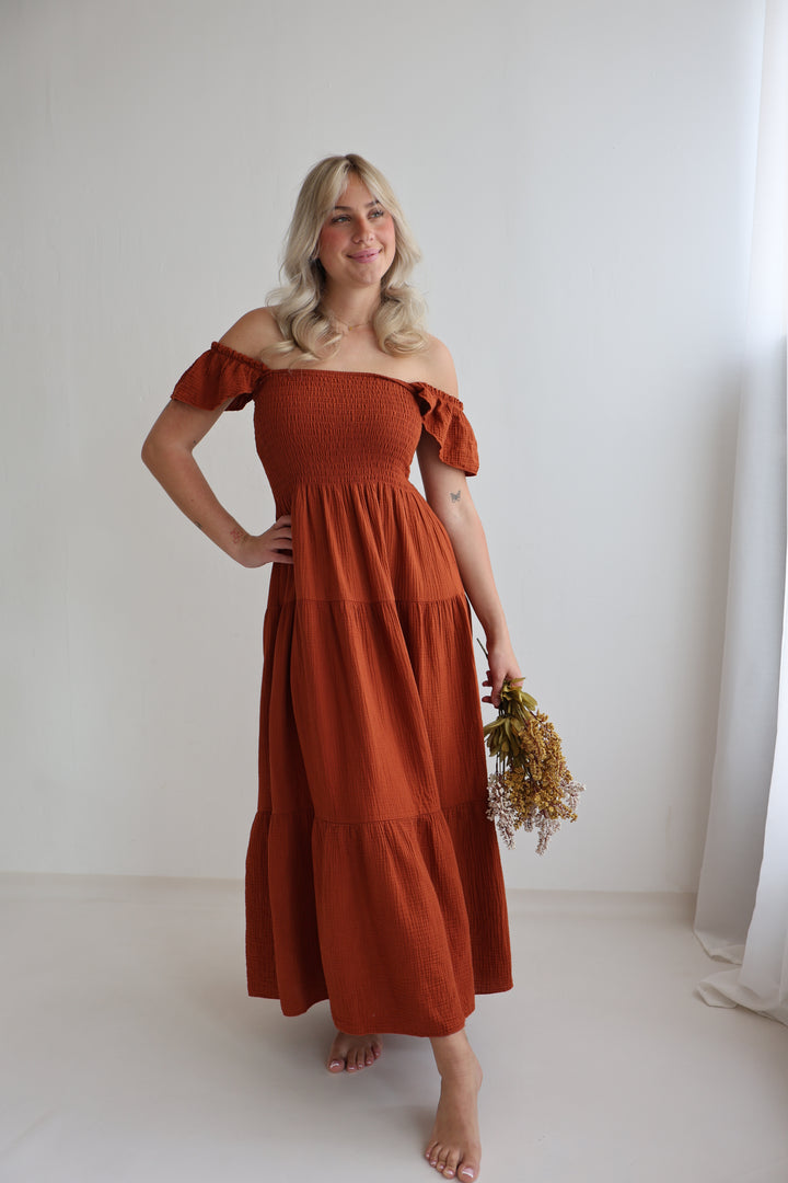 Langes Kleid mit Raffung Livia