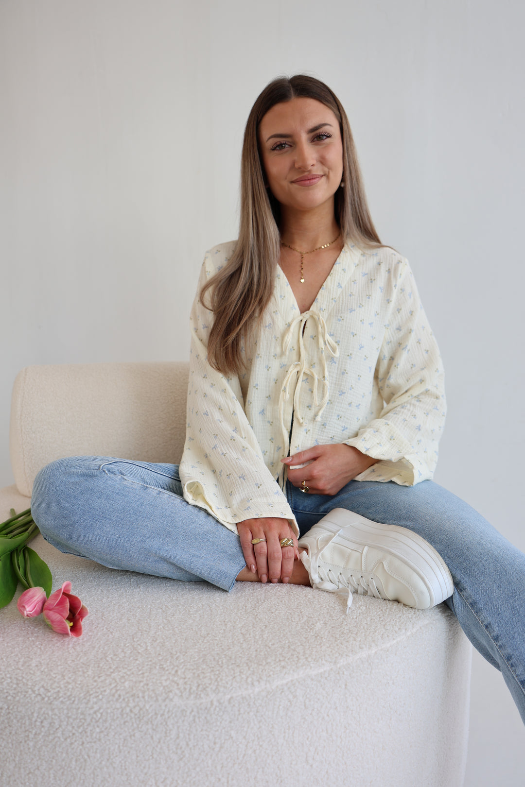 Musselinbluse zum Binden Rosebow