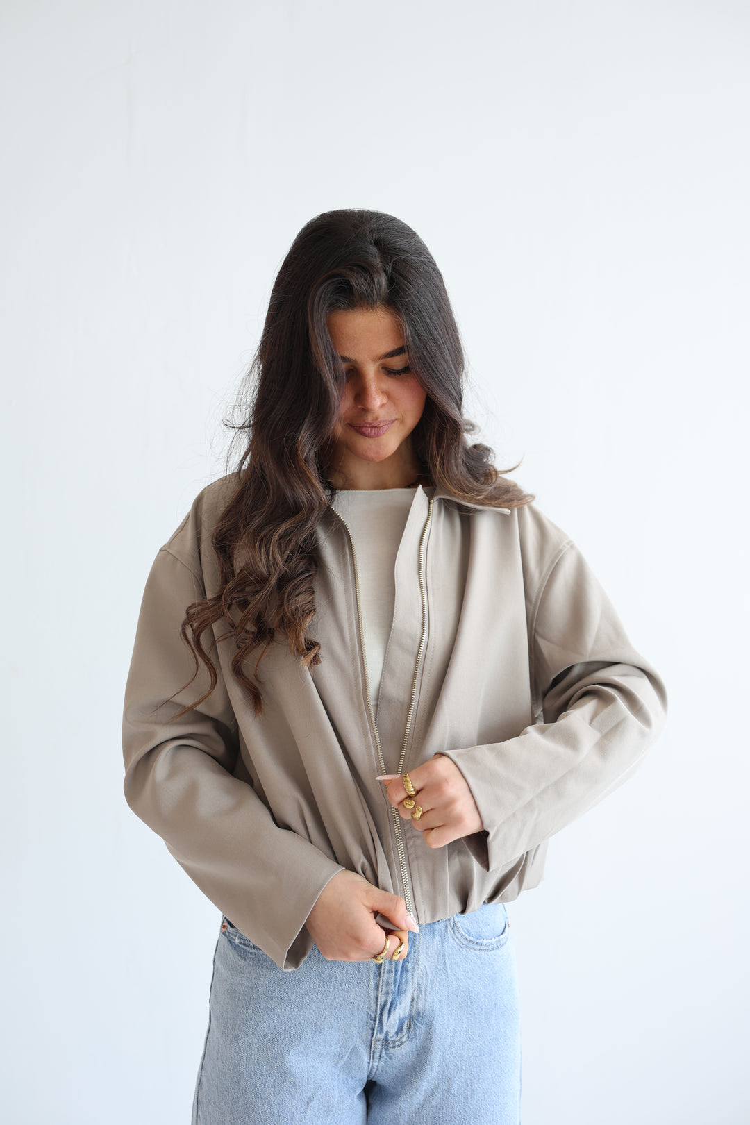 Minimal Cropped Bomber Jacket