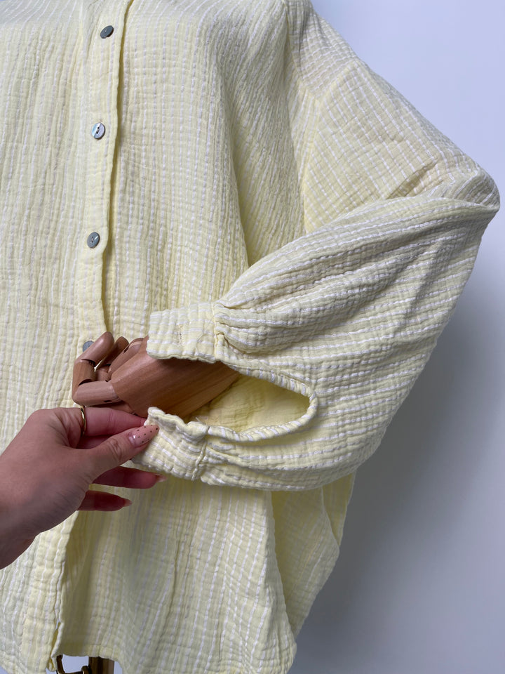 MUSSELINBLUSE CASUAL STRIPES LEMON (B-WARE)