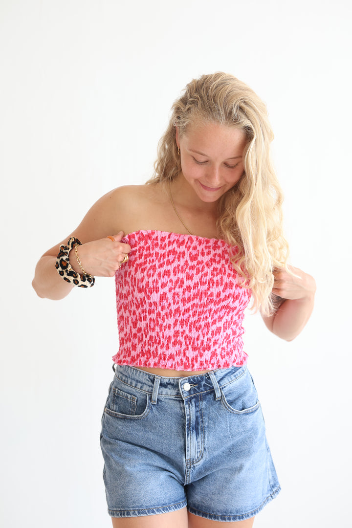 Leoprint Croptop aus Musselin