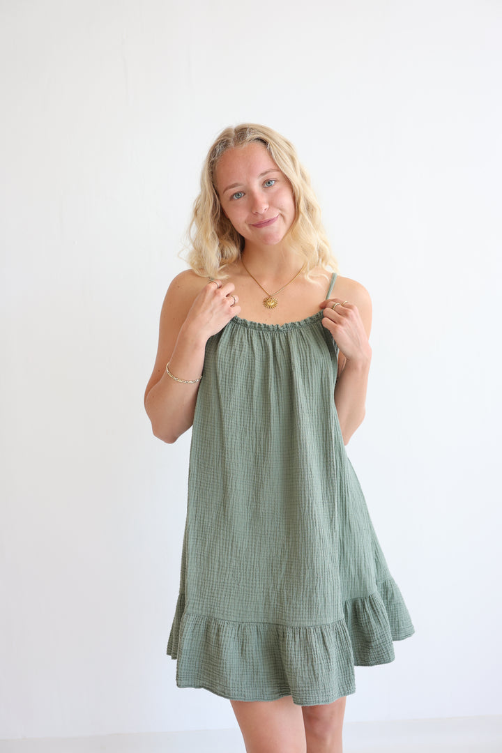 Musselinkleid mit Mini-Volant Hailey