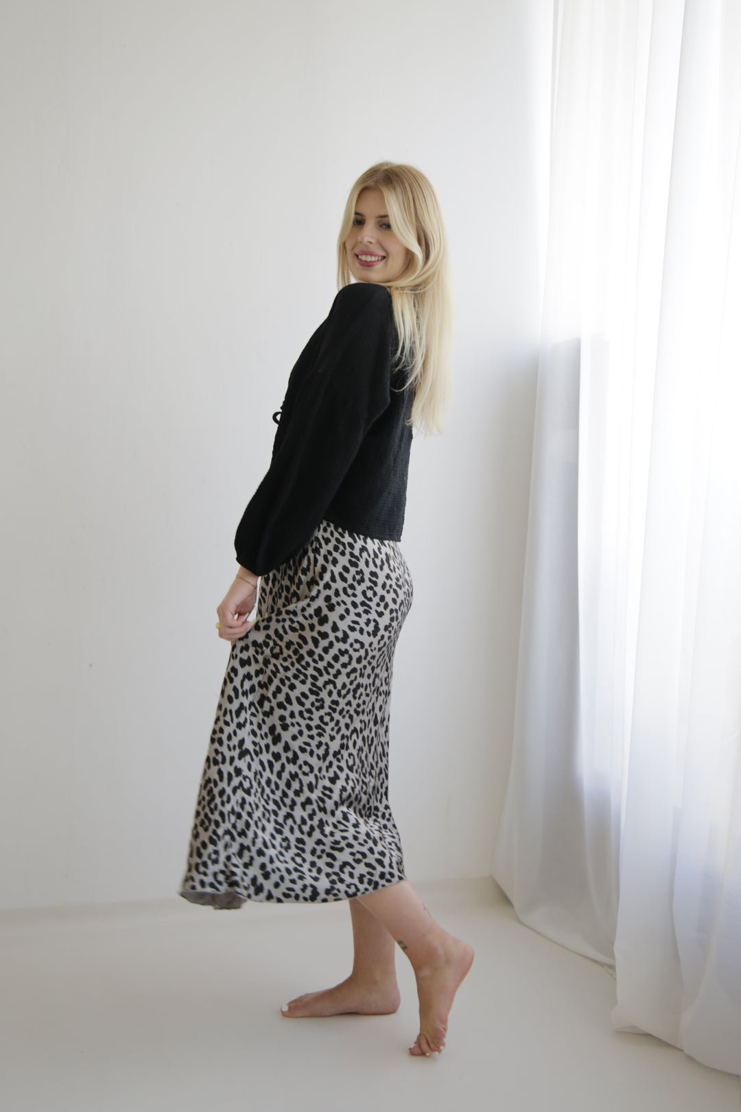 Langer Rock mit Leoprint Lion