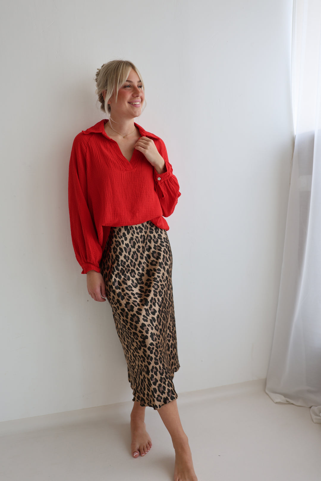 Langer Rock mit Leoprint Lion