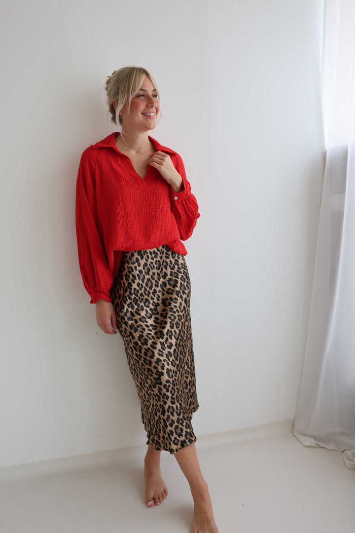Langer Rock mit Leoprint Lion