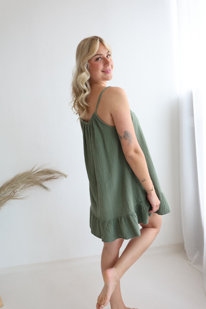 Musselinkleid mit Mini-Volant Hailey