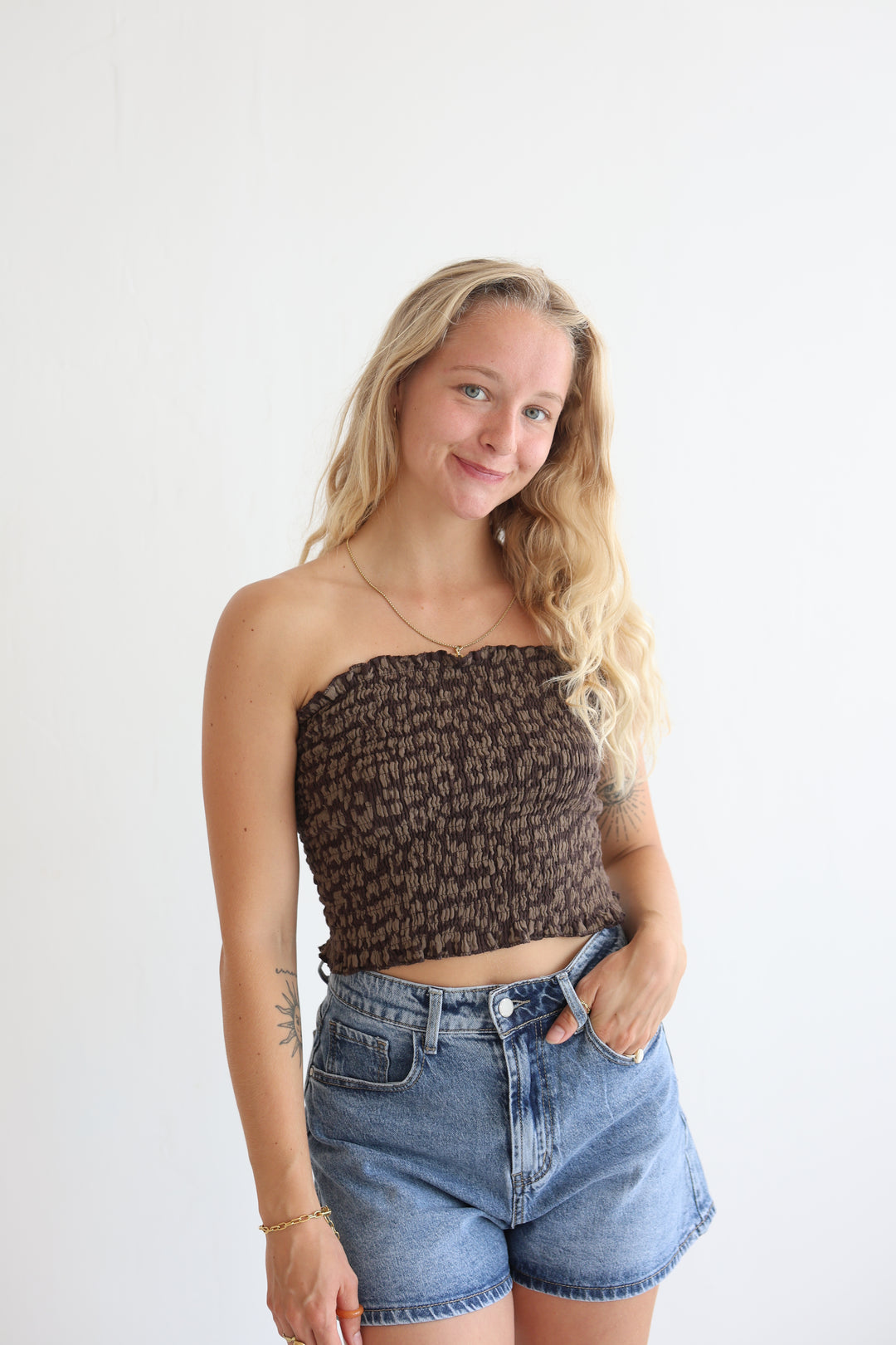 Leoprint Croptop aus Musselin